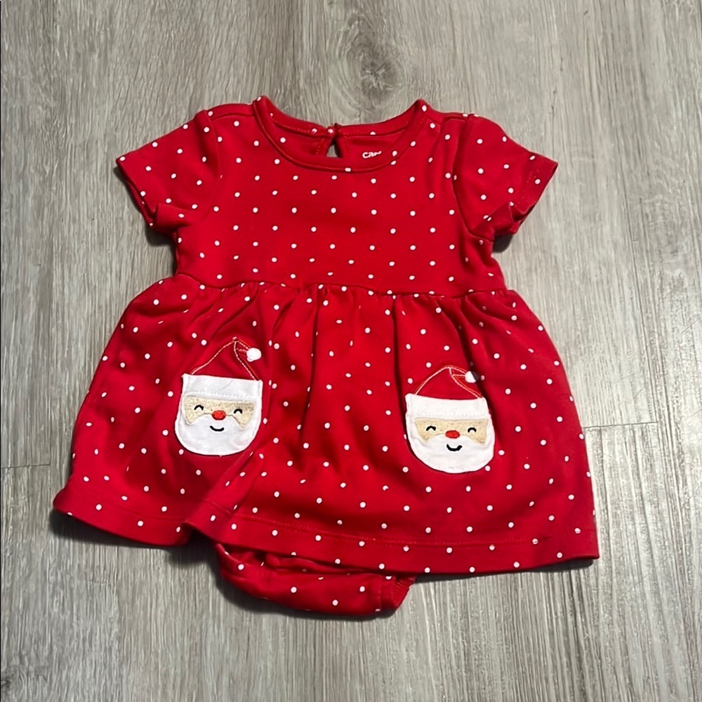 4/$20‎ Red Polka Dot Baby Dress with Santa Pockets